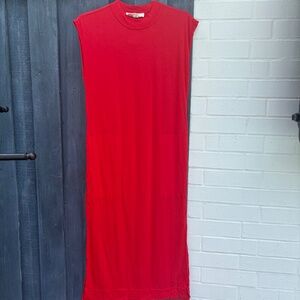 NWT FREE PEOPLE BEACH LONG RED T-SHRIT DRESS- XS